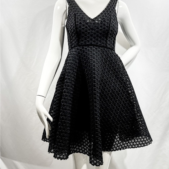 Maje Dresses & Skirts - MAJE Black Ringo Basket Weave Lace Flare Dress Small, 1